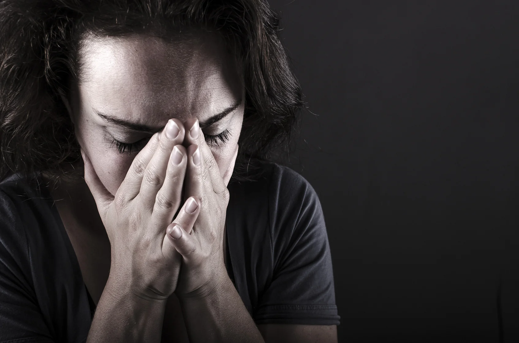 depressed woman facial close up